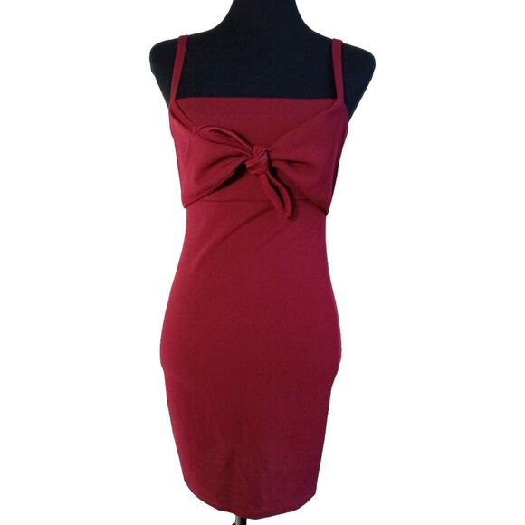 Blue Blush Tie Front Mini Dress Maroon sz M Cocktail Party Graduation Night Out - Picture 1 of 13